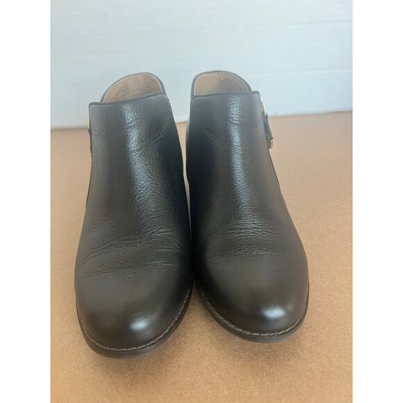 Vionic Jolene Black Leather Round Toe Zip Side Stacked Heel Ankle Bootie Sz 7 - Picture 3 of 12